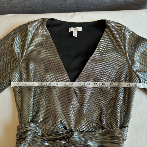 ML Monique Lhuillier Metallic Blouse Silver Small - Picture 10 of 15